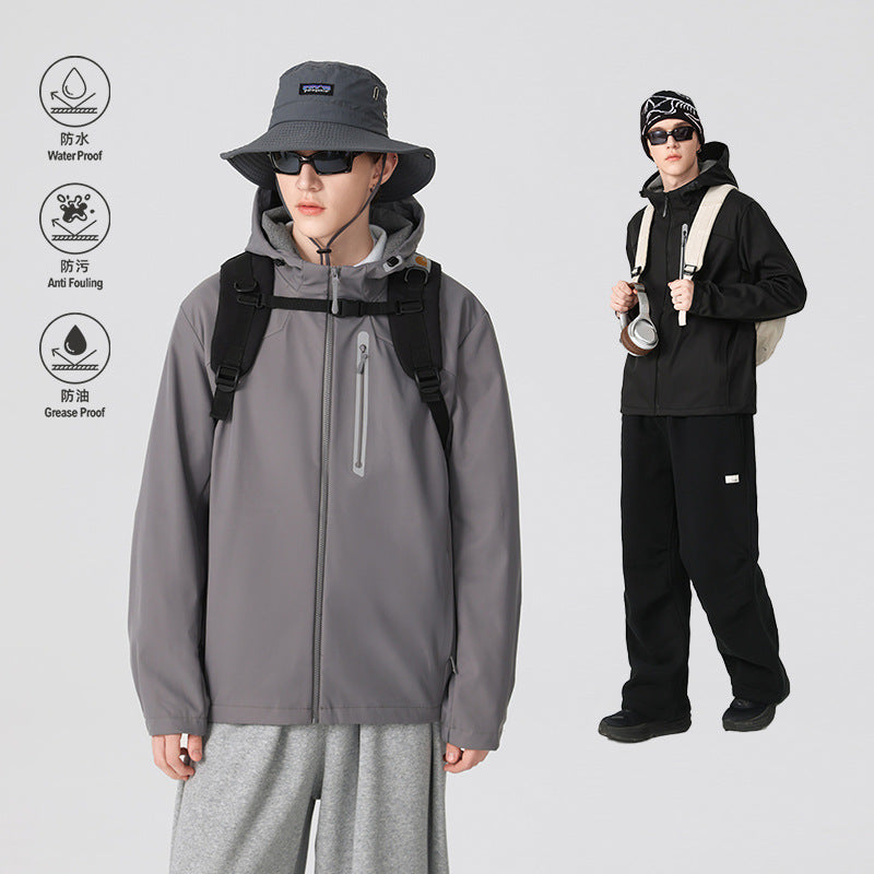 Herren Wasserdichte Softshell-Outdoorjacke mit verstellbarer Kapuze, verschweißten Reißverschlüssen und reflektierender Brusttasche Echo Archiv