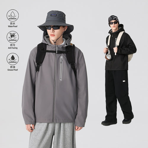 Herren Wasserdichte Softshell-Outdoorjacke mit verstellbarer Kapuze, verschweißten Reißverschlüssen und reflektierender Brusttasche Echo Archiv
