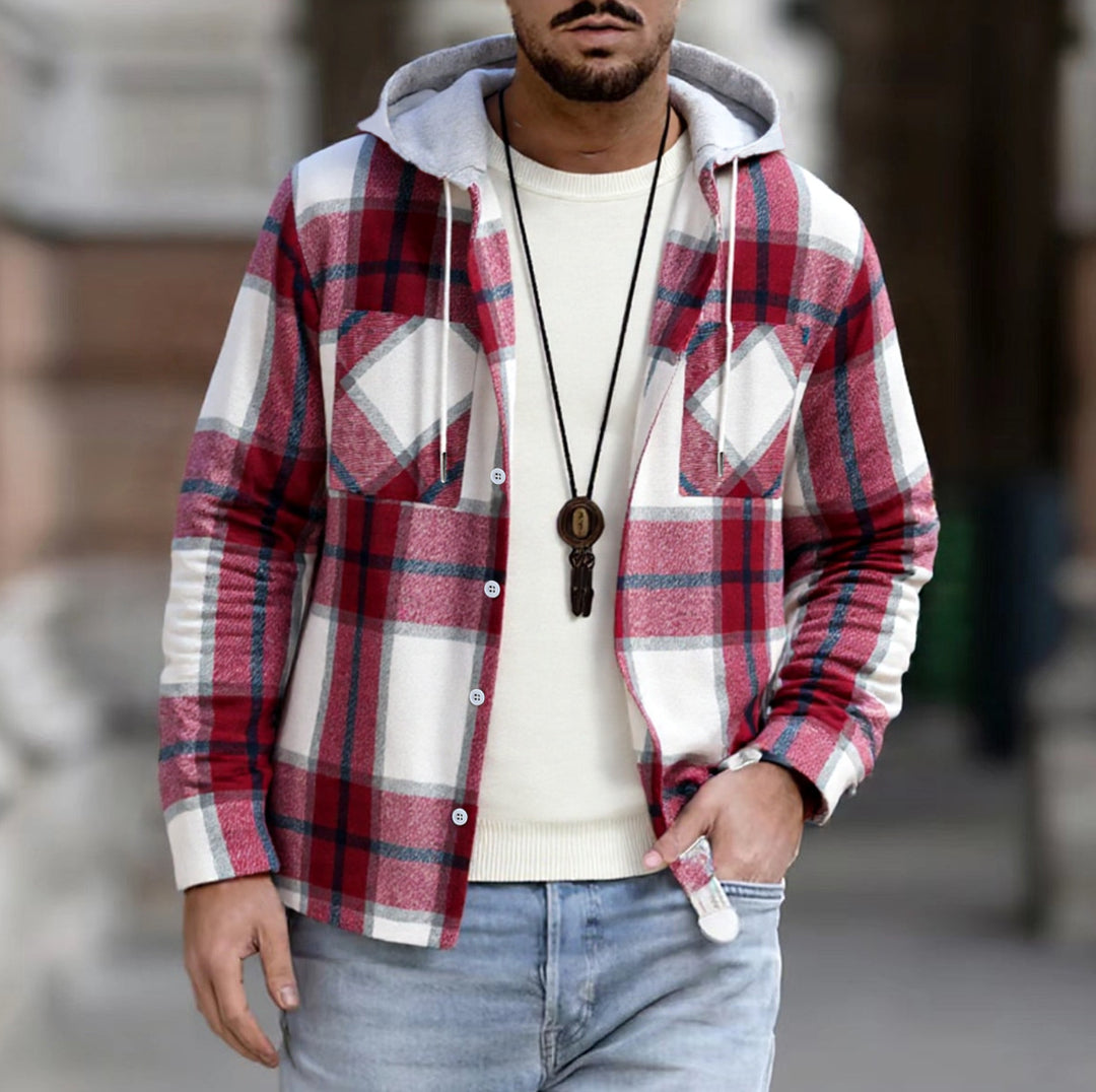 Herren Freizeitjacke mit Kapuze und Karomuster Echoarchiv