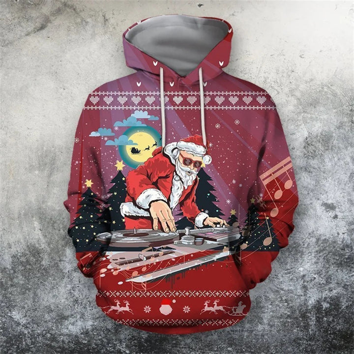 Damen Lustiger Kapuzenpullover mit weihnachtlichem DJ-Design Echoarchiv