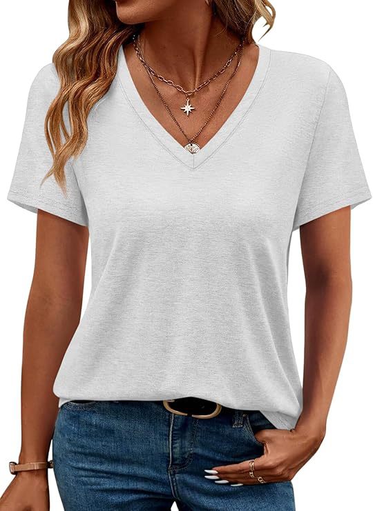 Damen V-Ausschnitt T-Shirt Aus Weichem Single Jersey Echoarchiv