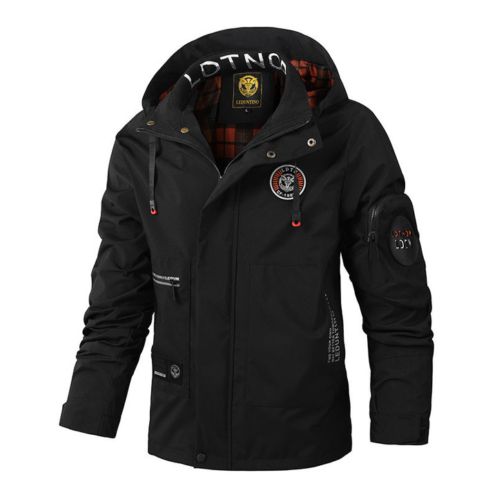 Herren nan wasserdichte Outdoorjacke mit Kapuze, multifunktionalen Taschen und atmungsaktivem Meshfutter Echo Archiv