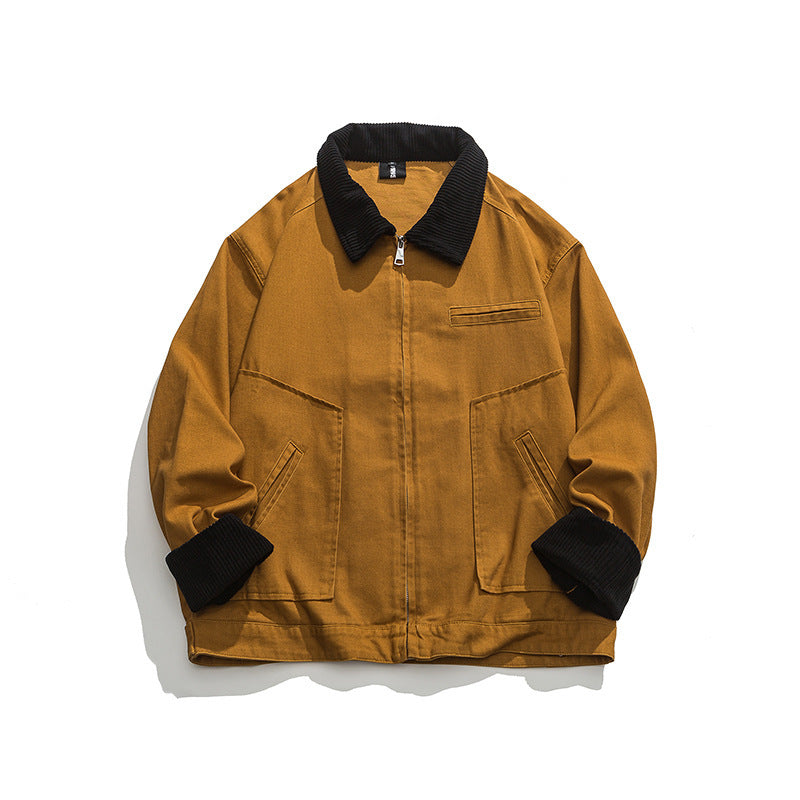 Unisex Boxy-Workwear-Jacke aus Canvas mit Cordkragen, Reißverschluss und aufgesetzten Pattentaschen Echo Archiv