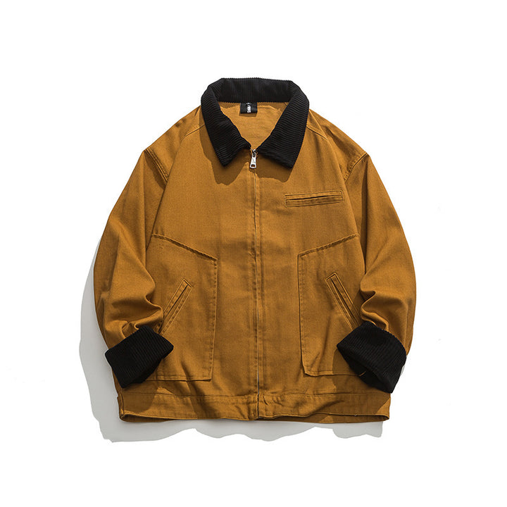 Unisex Boxy-Workwear-Jacke aus Canvas mit Cordkragen, Reißverschluss und aufgesetzten Pattentaschen Echo Archiv