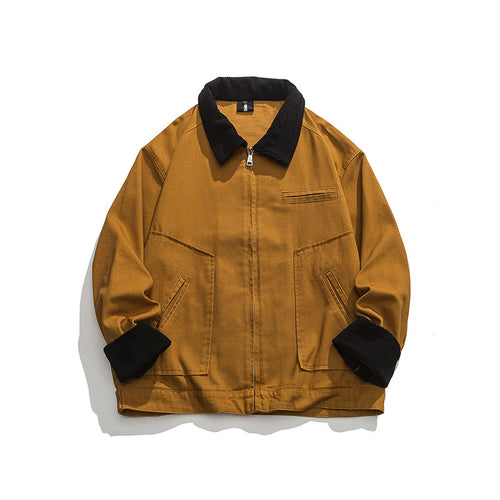 Unisex Boxy-Workwear-Jacke aus Canvas mit Cordkragen, Reißverschluss und aufgesetzten Pattentaschen Echo Archiv