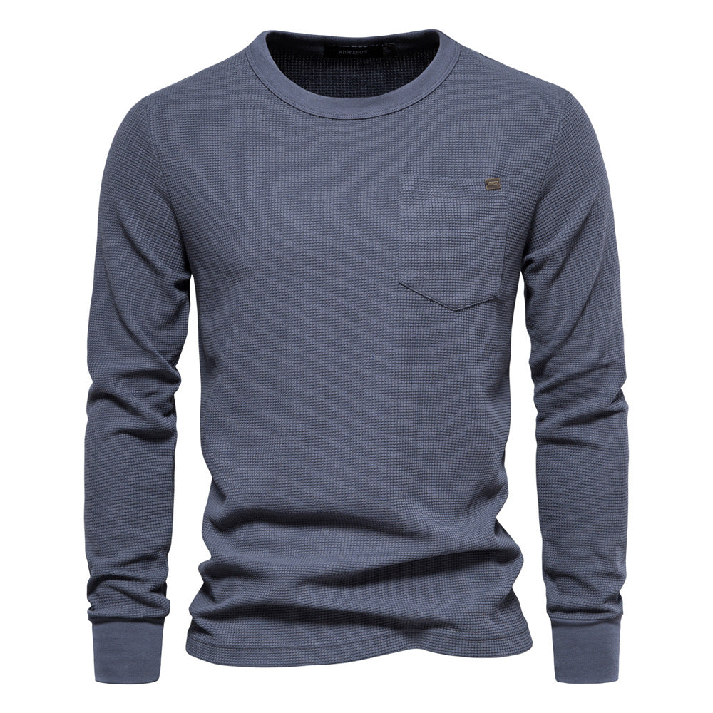 Herren Langarmshirt mit modularem Waffelstruktur und praktischer Brusttasche Echoarchiv