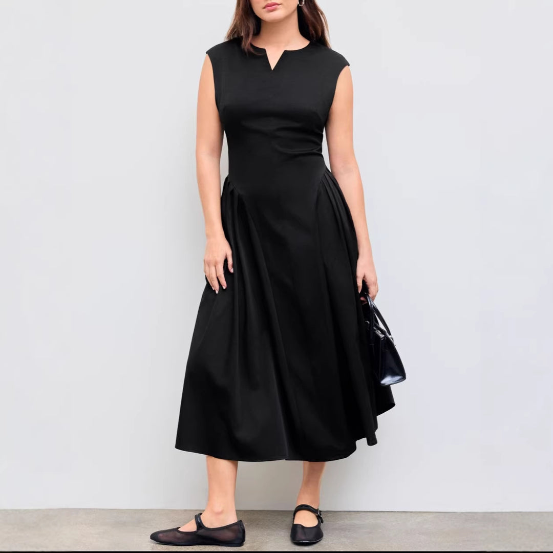 Damen elegantes Maxikleid mit voluminösen Falten und ärmellosem Design Echo Archiv