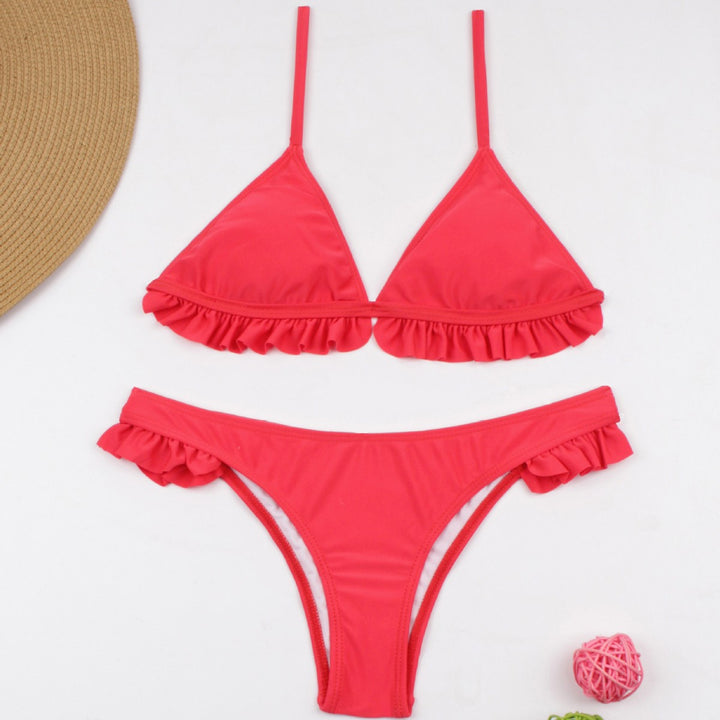 Damen Bikini-Set mit verspielten Rüschendetails und dreieckigem Oberteil Echo Archiv