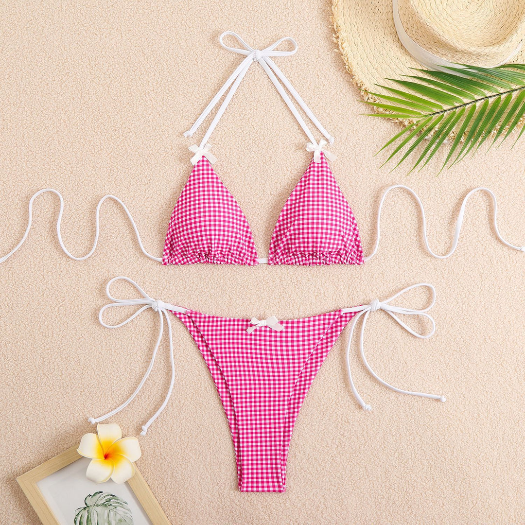 Damen Triangel-Bikini mit verspieltem Karo-Muster Echo Archiv