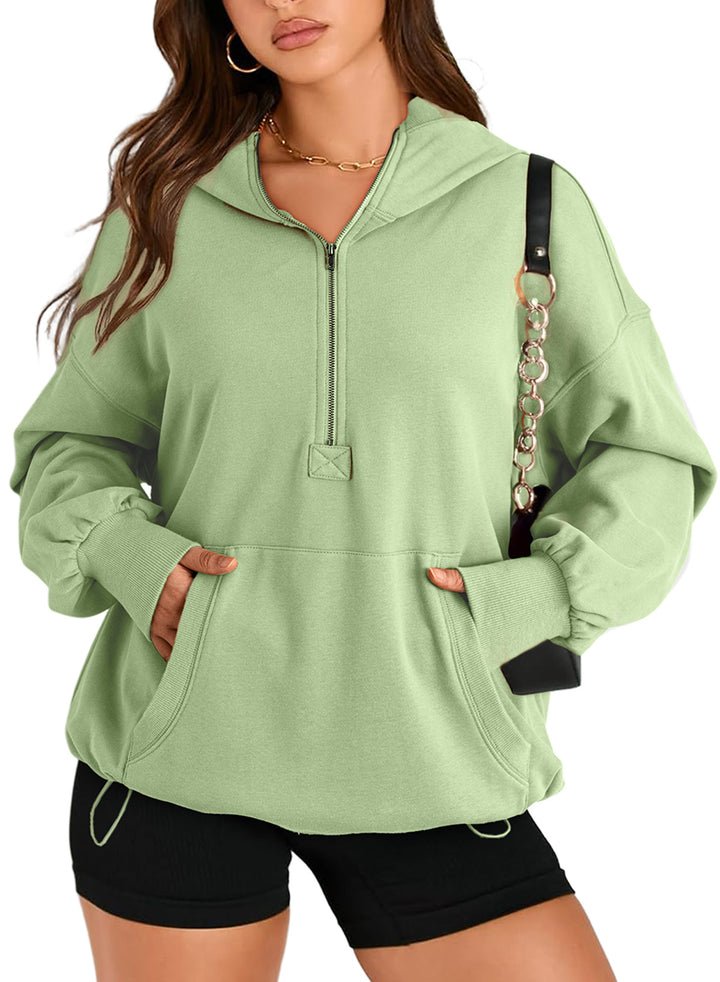 Damen Oversize-Halbzip-Hoodie mit Tunnelzug und Kängurutasche Echo Archiv