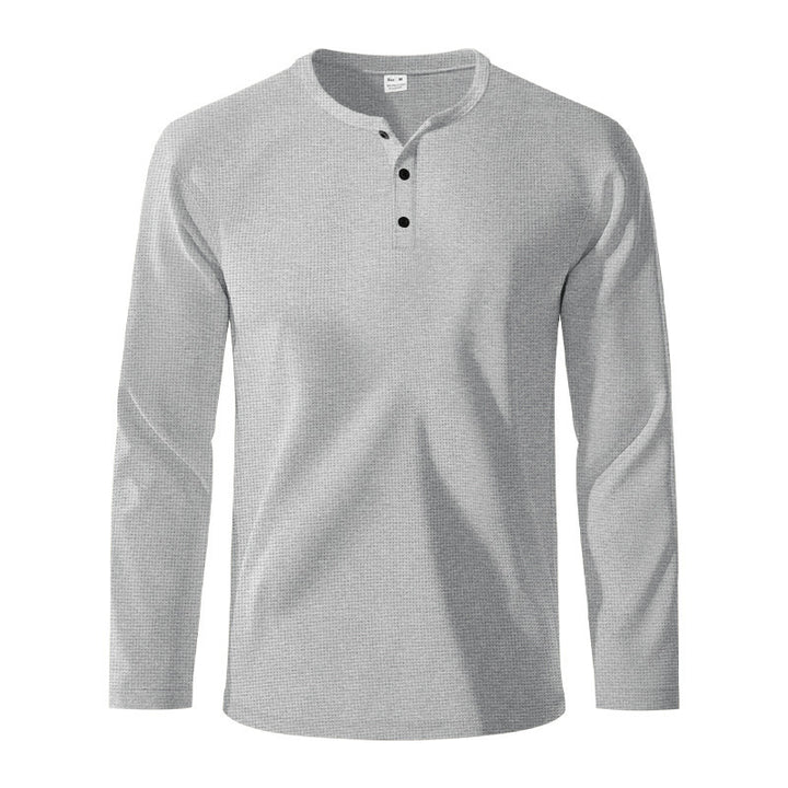 Herren Langarm-Henley-Shirt aus atmungsaktivem Strukturstoff Echoarchiv