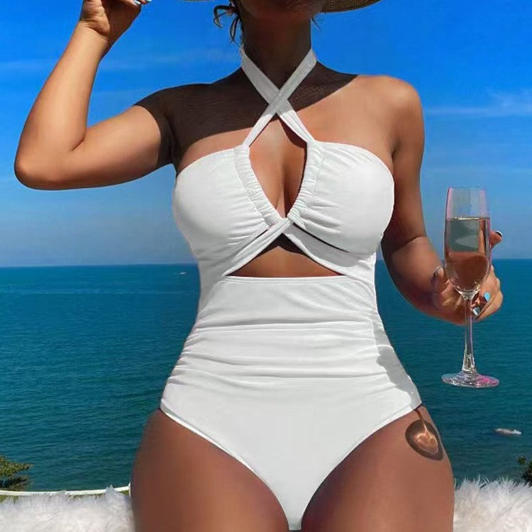 Damen Hoch geschnittener Monokini mit raffiniertem Kreuz-Design Echo Archiv