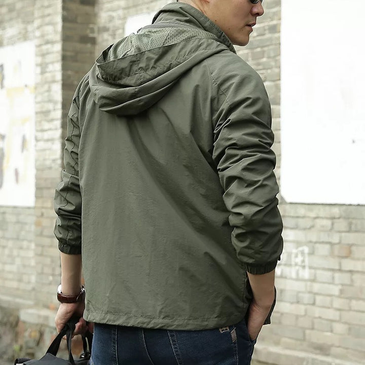 Herren leichter winddichter Shell‑Hoodie mit Mesh‑Futter, Kapuze und verstellbarem Saum Echoarchiv