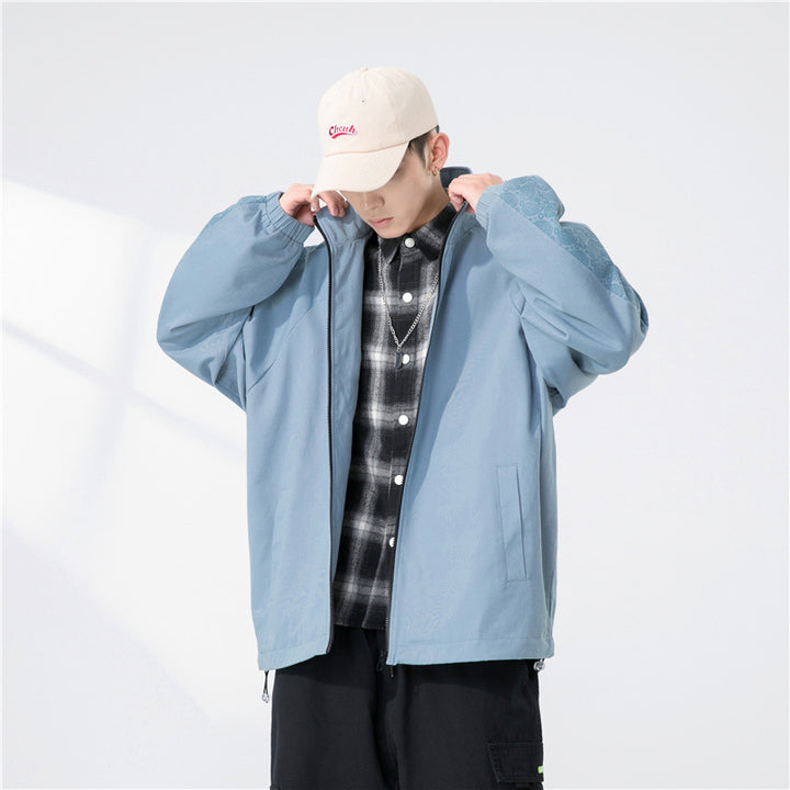 Herren Oversize Übergangsjacke mit Raglanärmeln, Stehkragen und elastischen Bündchen Echoarchiv
