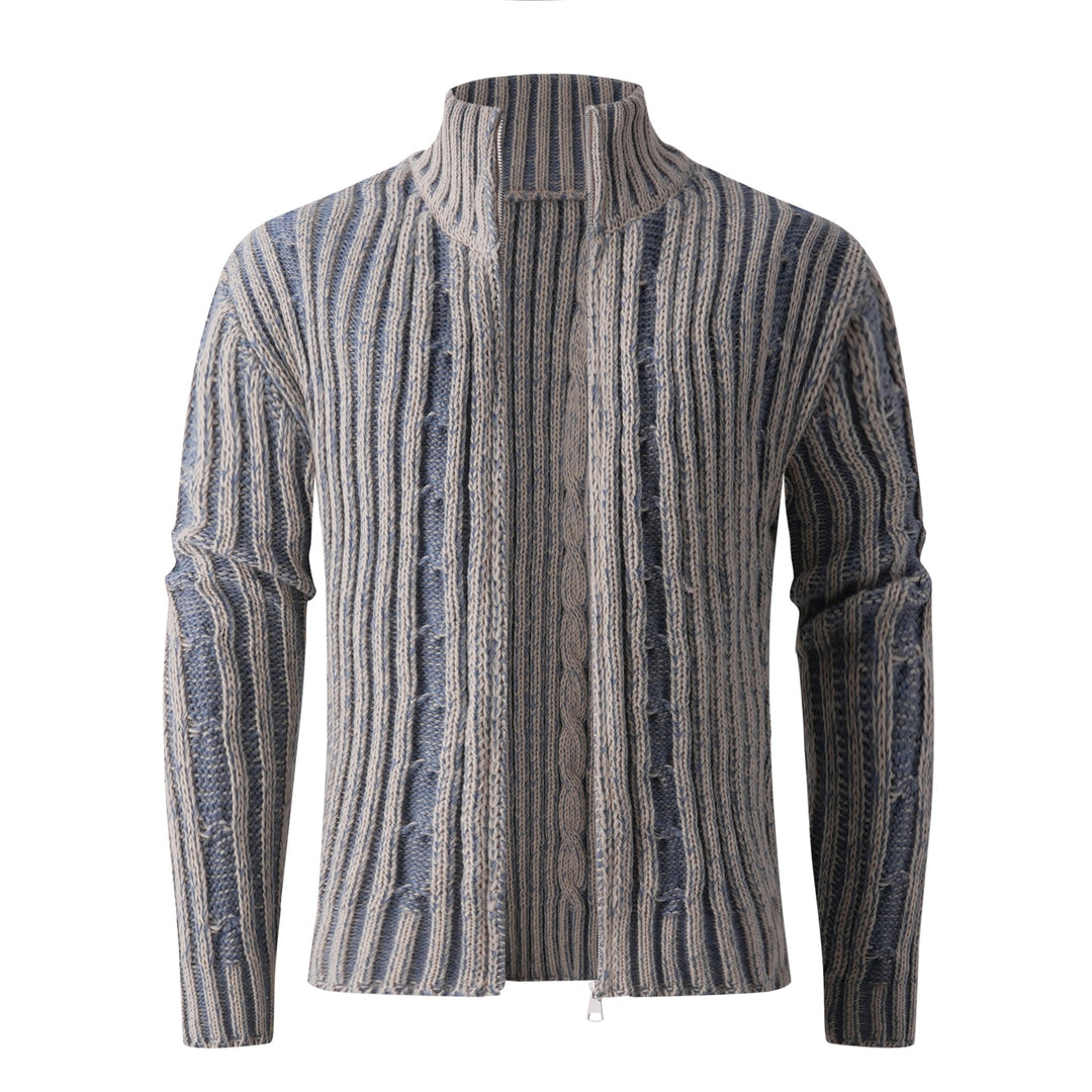 Herren modische Strickjacke mit hochabschließendem Reißverschluss und einzigartigem Muster Echoarchiv