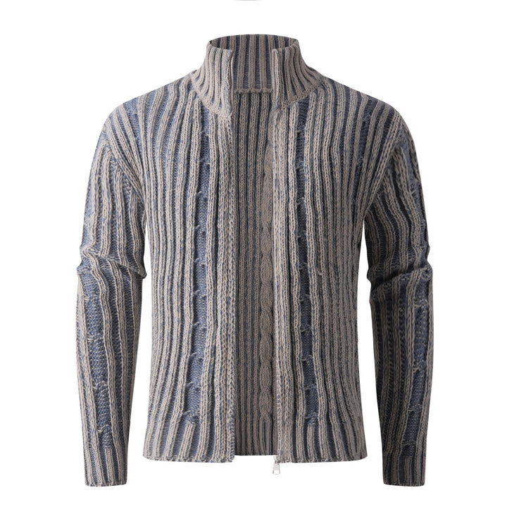 Herren modische Strickjacke mit hochabschließendem Reißverschluss und einzigartigem Muster Echoarchiv