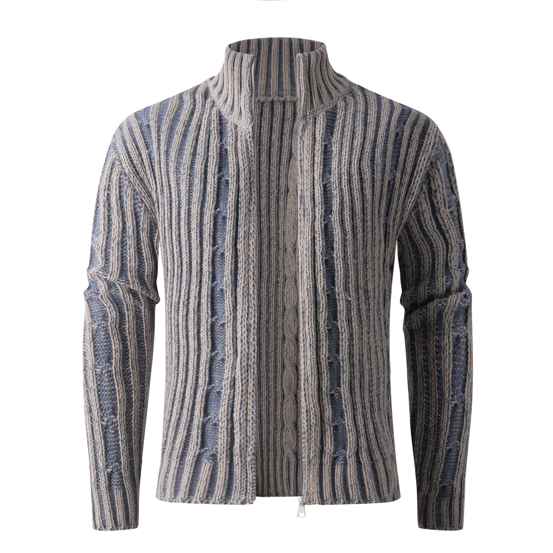Herren modische Strickjacke mit hochabschließendem Reißverschluss und einzigartigem Muster Echoarchiv
