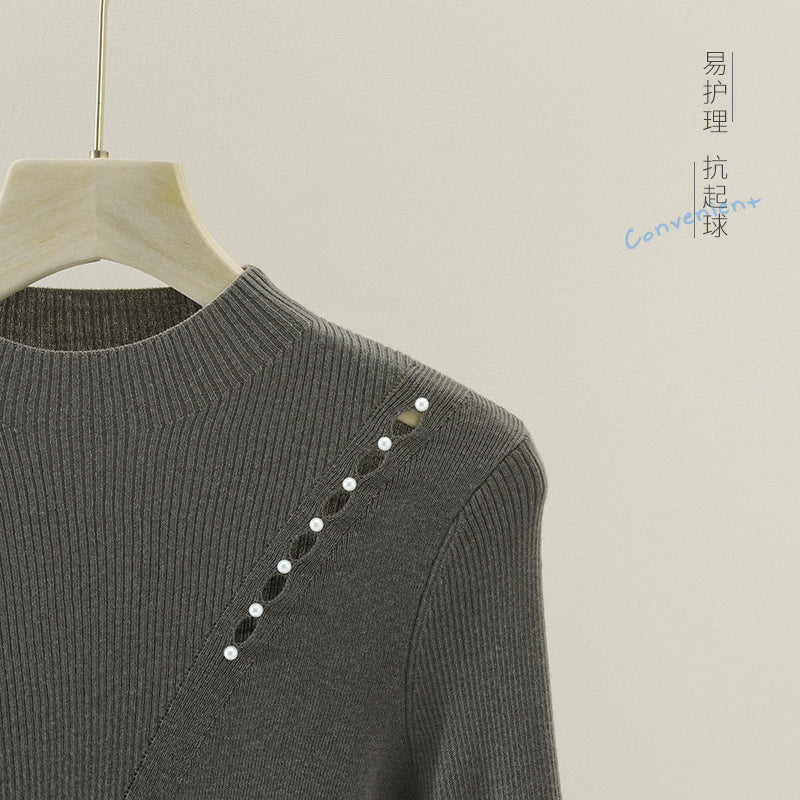 Damen Feinstrick-Pullover mit Perlenbesatz und Zierlochkante Echo Archiv