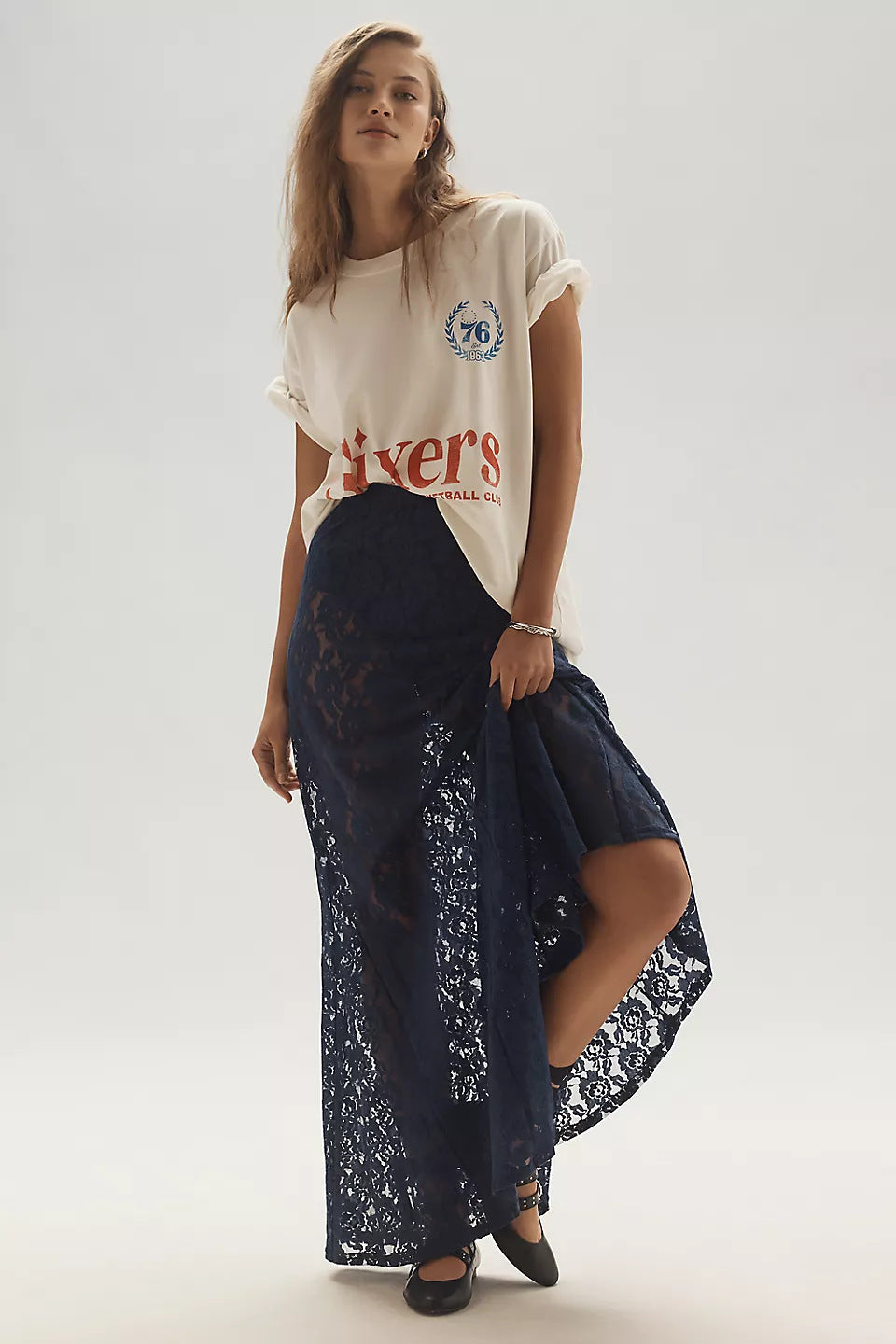 Damen lässiges T-Shirt mit coolem Druck und oversized Schnitt Echo Archiv