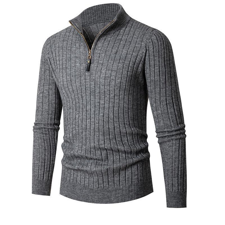 Herren Pullover mit Stehkragen und strukturiertem Rippdesign Echoarchiv