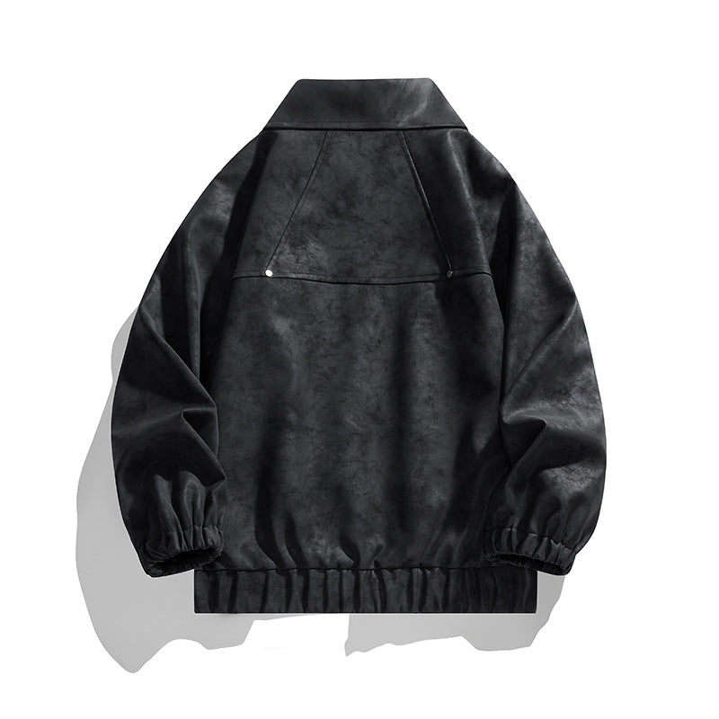Herren Kunstvelours‑Bomberjacke im Oversize‑Boxy‑Cut mit Zwei‑Wege‑Reißverschluss & elastischem Saum Echoarchiv