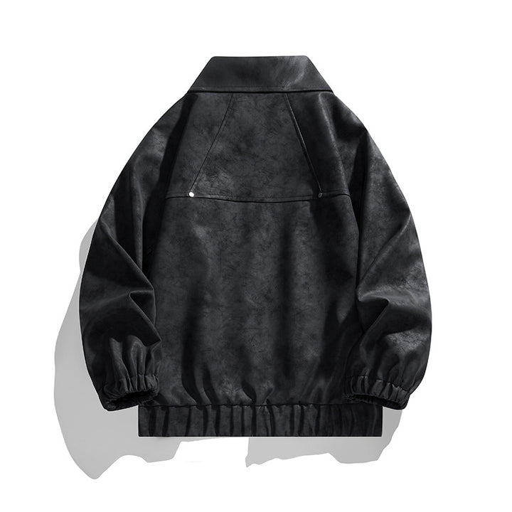 Herren Kunstvelours‑Bomberjacke im Oversize‑Boxy‑Cut mit Zwei‑Wege‑Reißverschluss & elastischem Saum Echoarchiv
