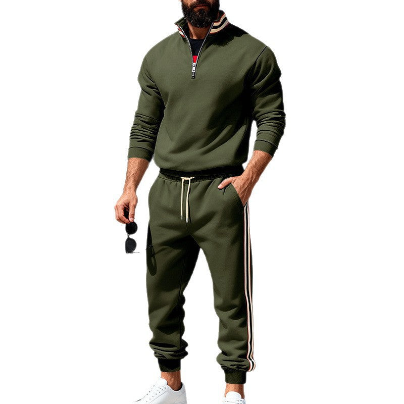Herren nan stylisches Jogginganzug-Set mit Halbzip, gestreiften Seitenstreifen und konischer Joggerhose Echo Archiv