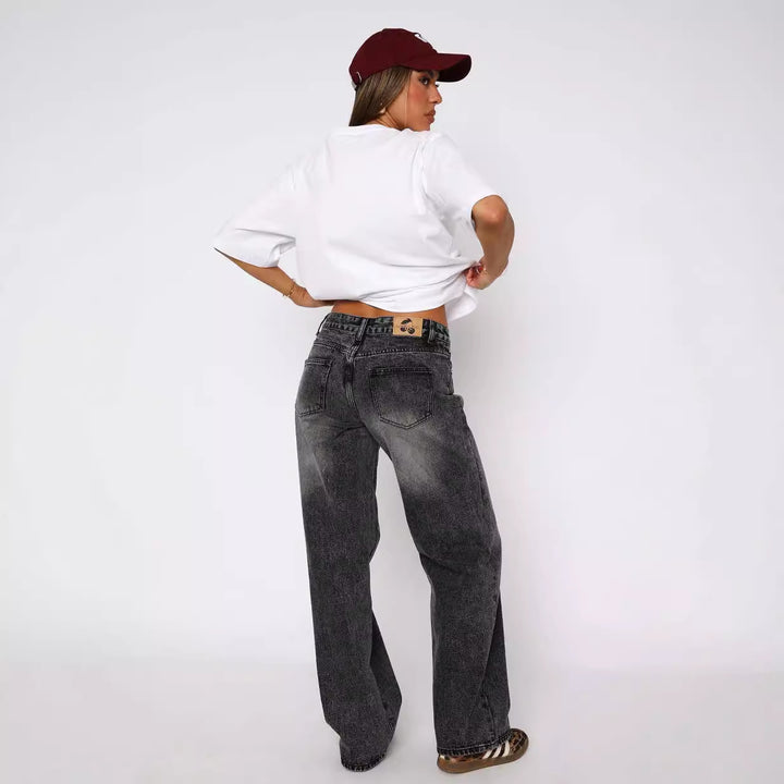 Damen lässige weite Jeans mit hohem Bund und modischem Schnitt Echo Archiv