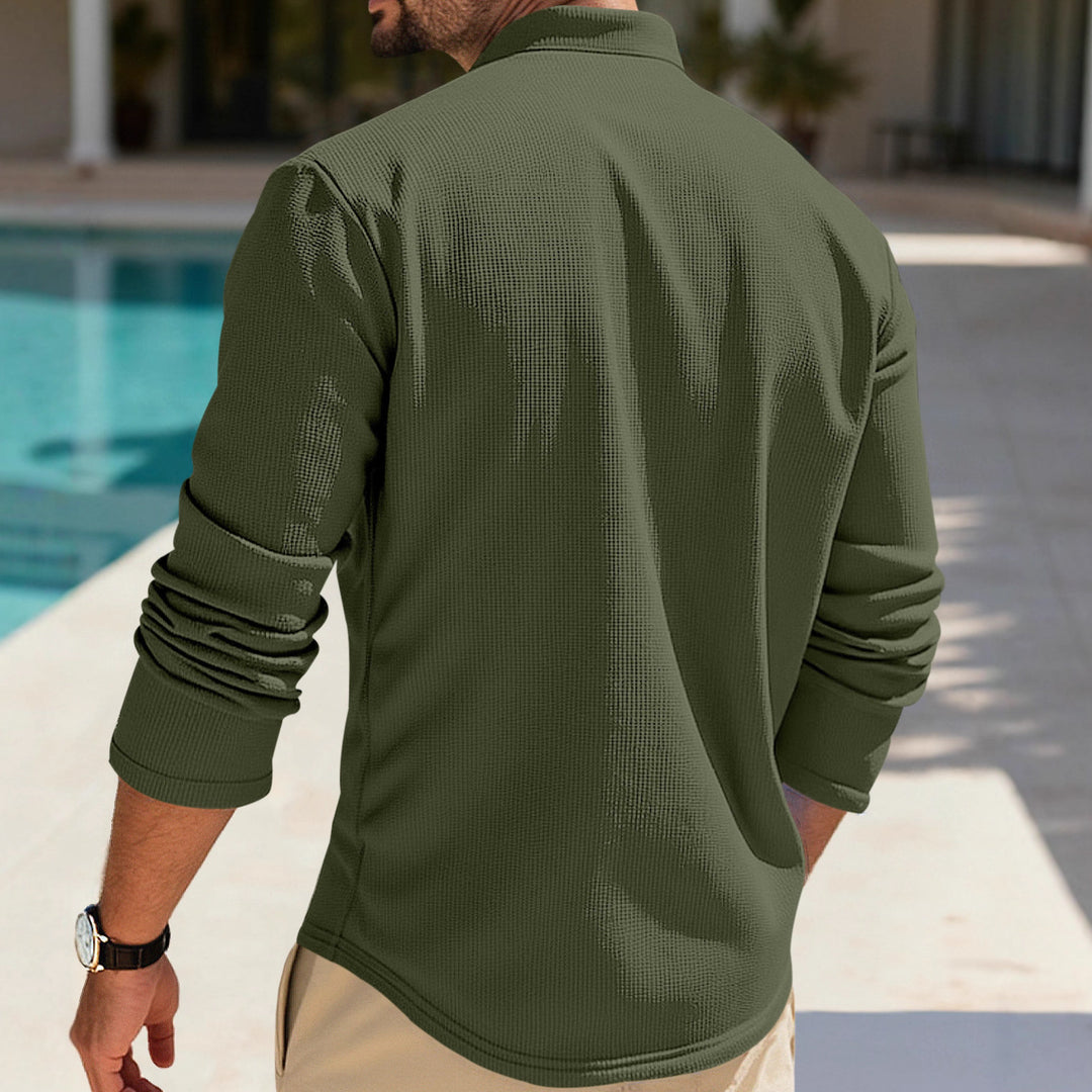 Herren Langearmshirt mit strukturiertem Design und Knopfleiste Echoarchiv