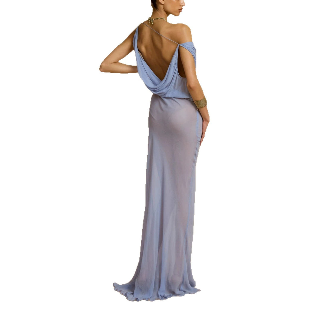 Damen Fließendes Maxikleid mit drapiertem Ausschnitt Echo Archiv