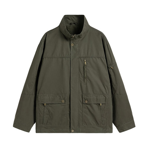 Herren leichte Utility-Feldjacke mit Stehkragen und Mehrfachtaschen Echo Archiv
