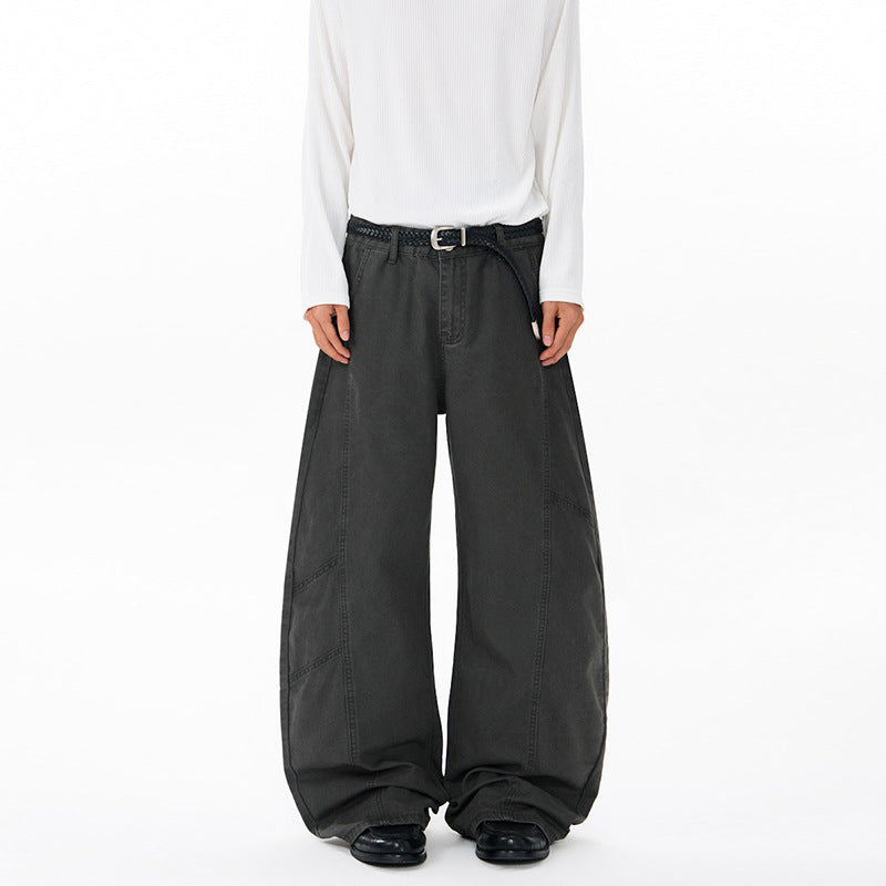 Herren Weite Twill-Palazzo-Hose mit tiefem Schritt und verstärkten Nähten Echo Archiv