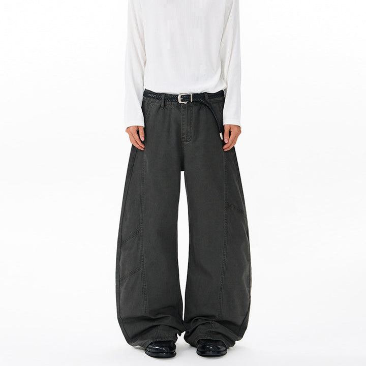 Herren Weite Twill-Palazzo-Hose mit tiefem Schritt und verstärkten Nähten Echo Archiv