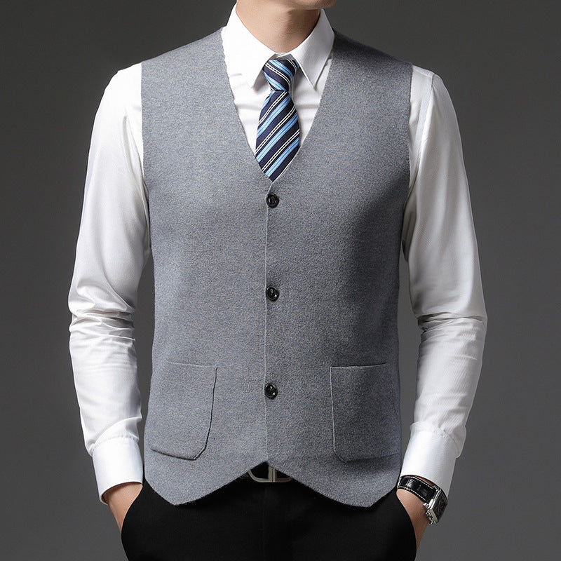 Herren elegante Strickweste mit modernem Schnitt und praktischen Taschen Echoarchiv
