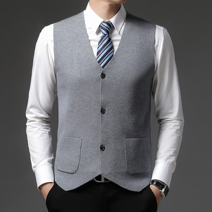 Herren elegante Strickweste mit modernem Schnitt und praktischen Taschen Echoarchiv