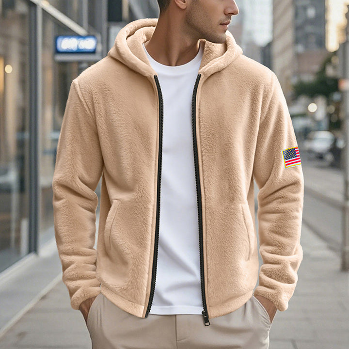 Herren gemütlicher Kapuzenpullover aus weichem Fleece mit bequemem Schnitt Echoarchiv