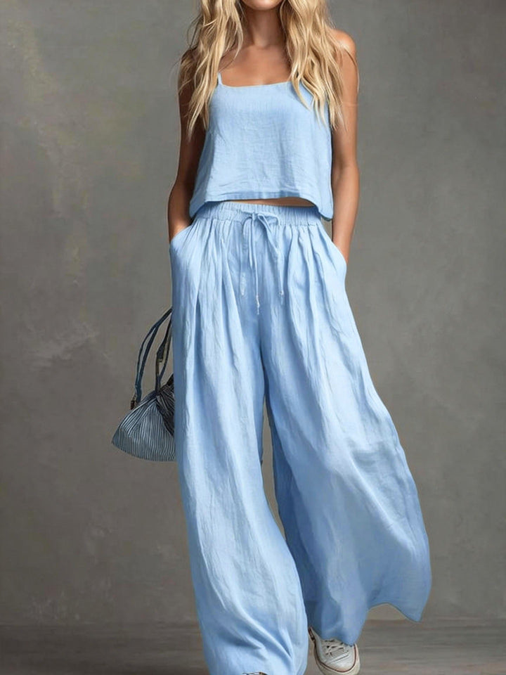 Damen Sommerliches Freizeit-Set mit weitem Oberteil und lässiger Hose Echo Archiv