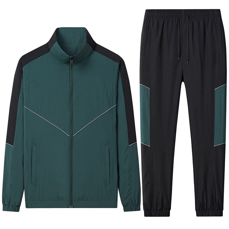 Herren Zweiteiliges atmungsaktives Nylon-Trainingsset mit Stehkragen und Kontrastpaneelen Echoarchiv
