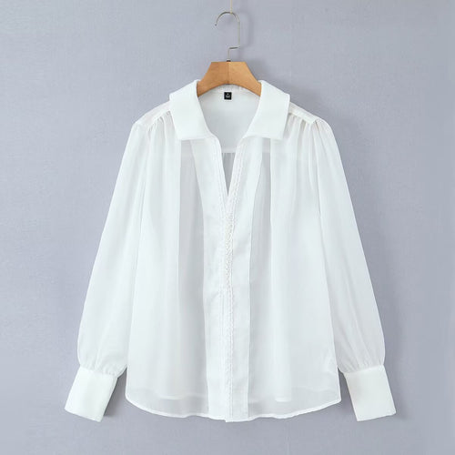 Damen elegante Chiffonbluse mit raffinierten Puffärmeln und edlem Kragen Echo Archiv