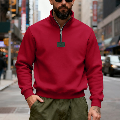 Herren nan hochgeschlossener Quarterzip-Sweatshirt aus schwerem Baumwollfleece mit Stehkragen Echo Archiv