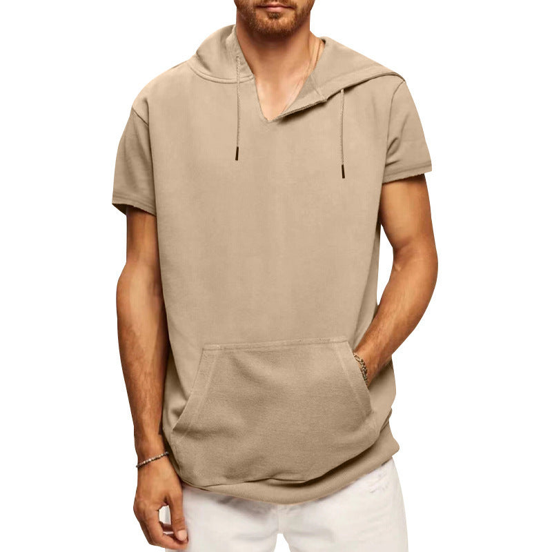 Herren lässiges Kapuzen-T-Shirt mit Fronttasche und modernem Schnitt Echoarchiv