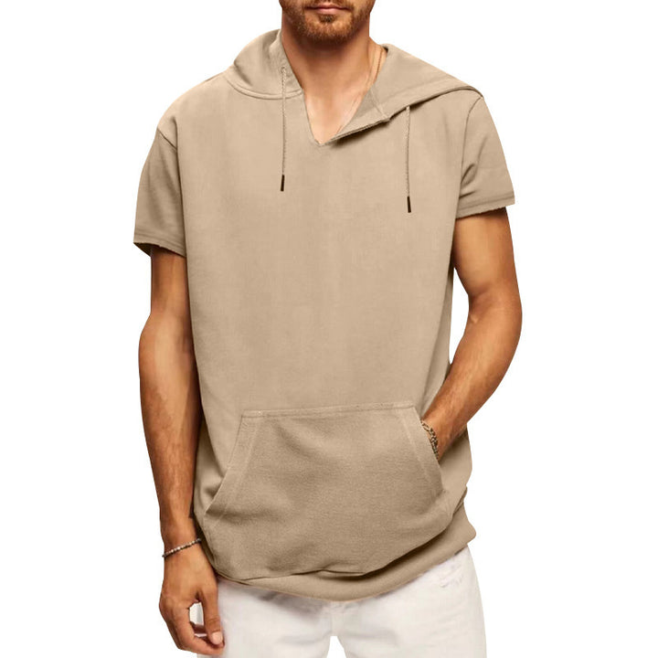 Herren lässiges Kapuzen-T-Shirt mit Fronttasche und modernem Schnitt Echoarchiv