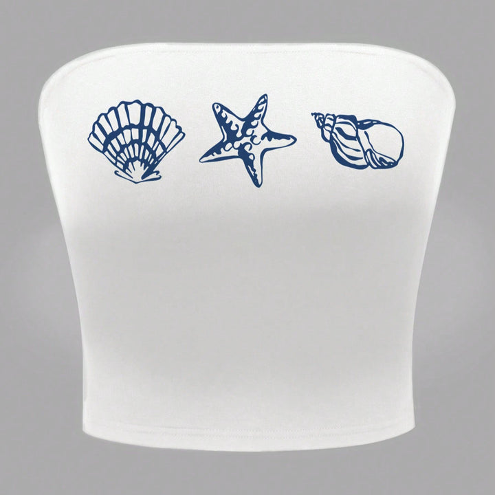 Damen Bandeau-Top im maritimen Design mit muschelförmigen Motiven Echo Archiv