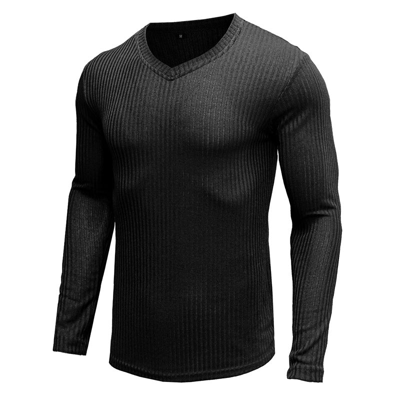 Herren Strukturierter V-Ausschnitt Pullover Echoarchiv