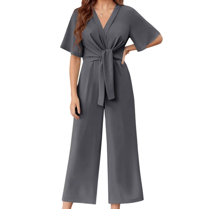 Damen Jumpsuit mit Taillenknoten und weitem Bein Echoarchiv