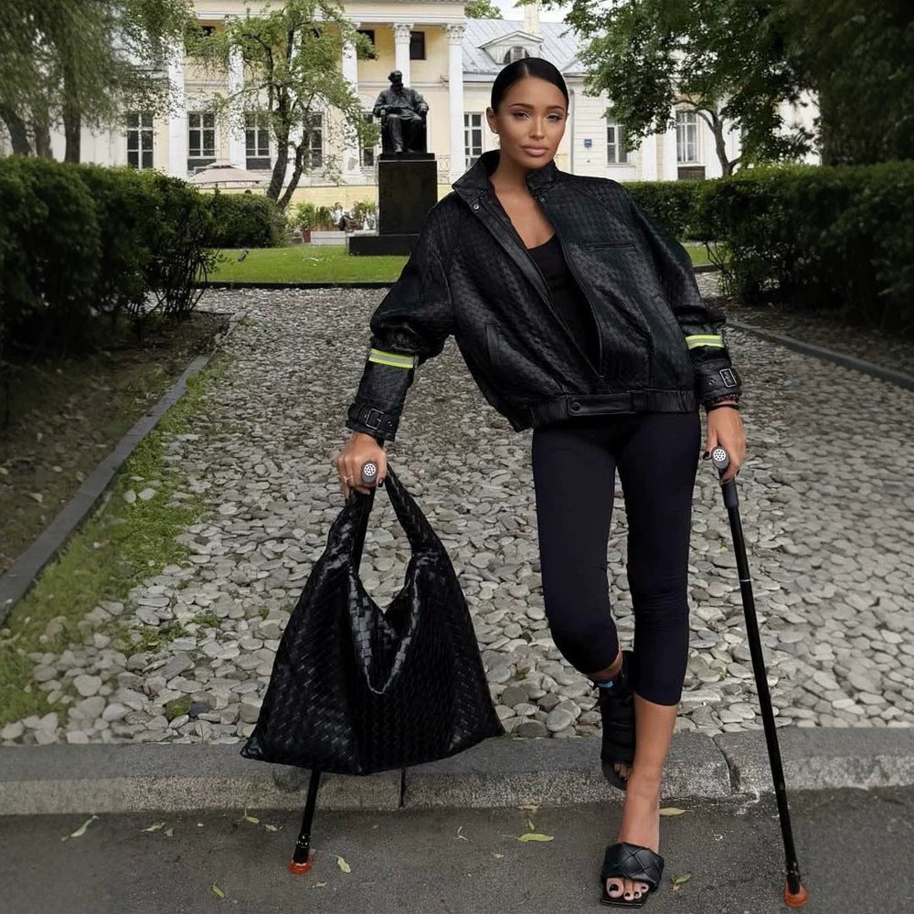 Damen Boxy-Outdoor-Bomberjacke mit hohem Kragen und reflektierenden Bündchen Echoarchiv
