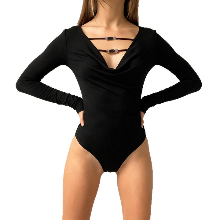 Damen eleganter Langarmbody mit modischem Ausschnitt Echo Archiv