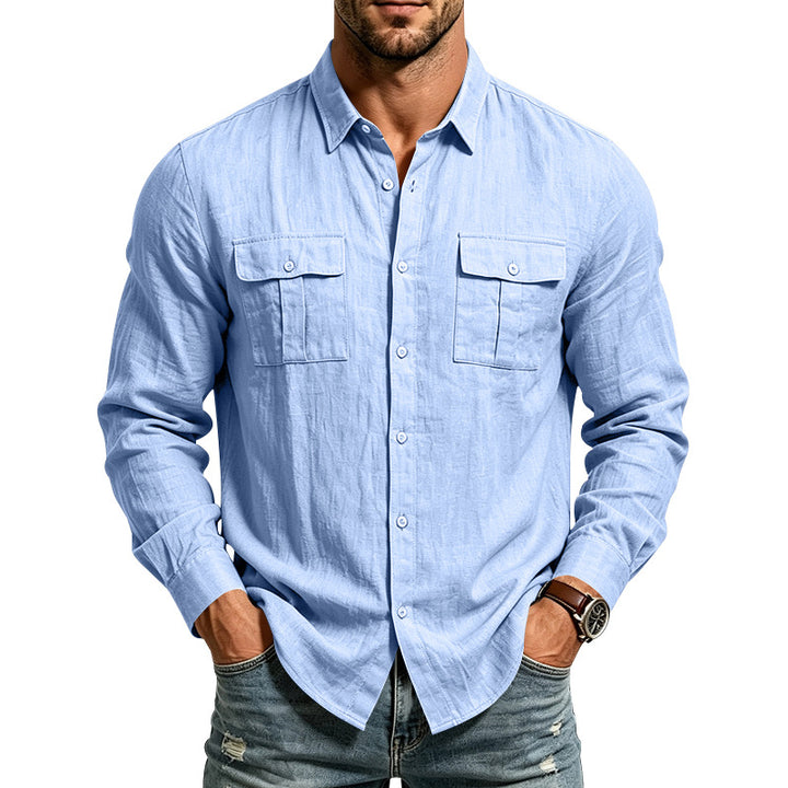 Herren Leinenhemd mit Brusttaschen und lässigem Overshirt Echoarchiv
