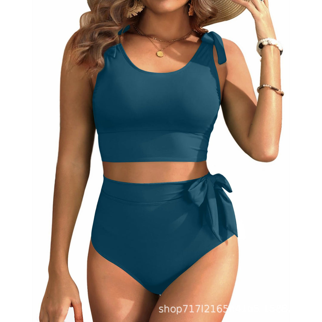 Damen Hochtailliertes Bikini-Set mit knotenverziertem Oberteil Echo Archiv