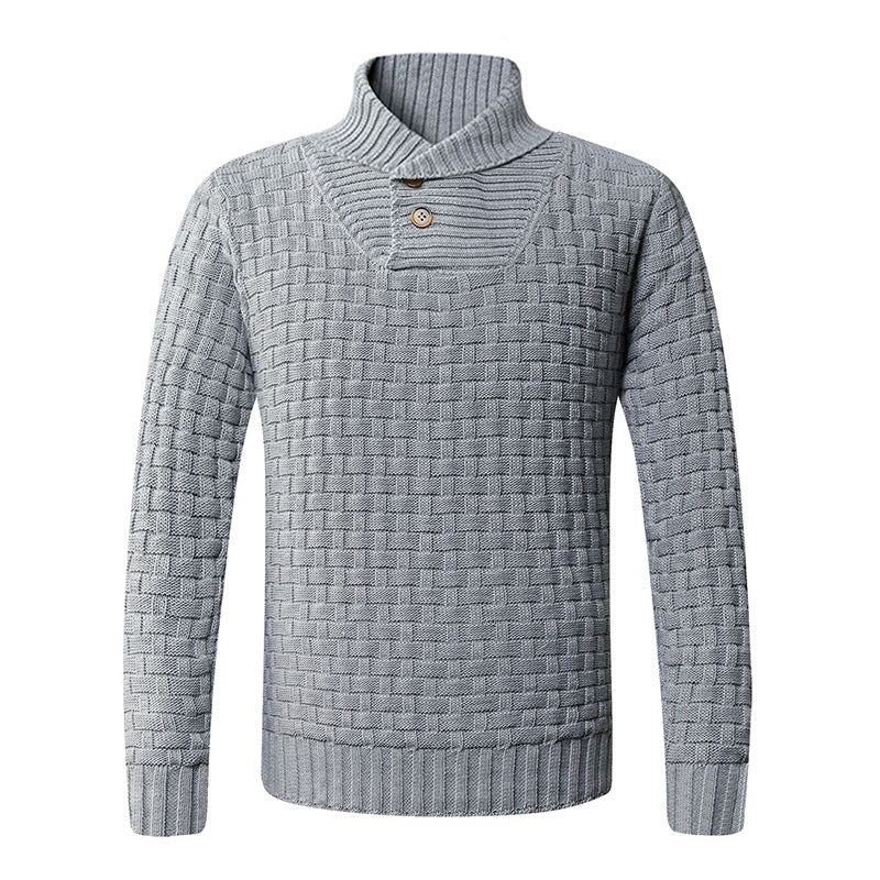 Herren Strickpullover mit modernem Zopfmuster und Stehkragen Echoarchiv